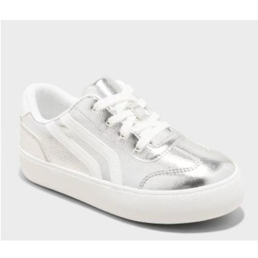 Kids' Coco Platform Court Sneakers – Cat & Jack Silver Size 2 New With Tags